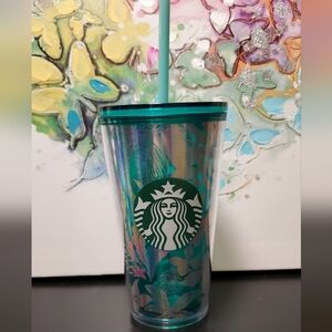Starbucks Tumbler Summer Grande FOLIAGE Green SILVER 2022 16 OZ